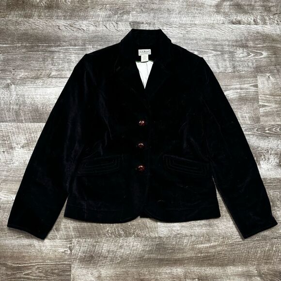 LL Bean Black 3 Button Blazer Size 10 Regular - Picture 1 of 8